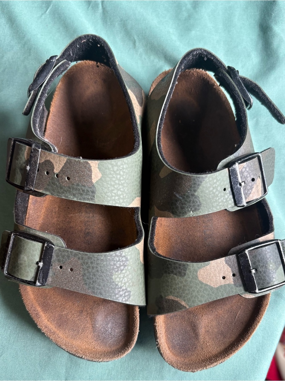 Birkenstock Kids Camo Double-Strap Sandals - Green/Brown